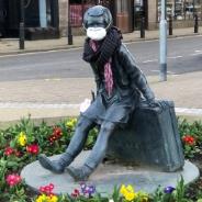 Even statues are doing their part: Wee Annie in Gourock, Scotland, is...