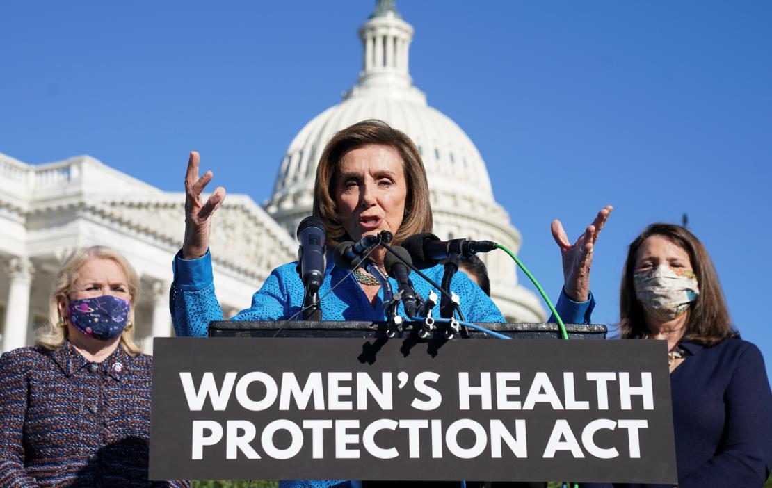 House Speaker Nancy Pelosi (D-CA) speaks during a news co<em></em>nference a<em></em>bout the House vote on H.R. 3755, the 