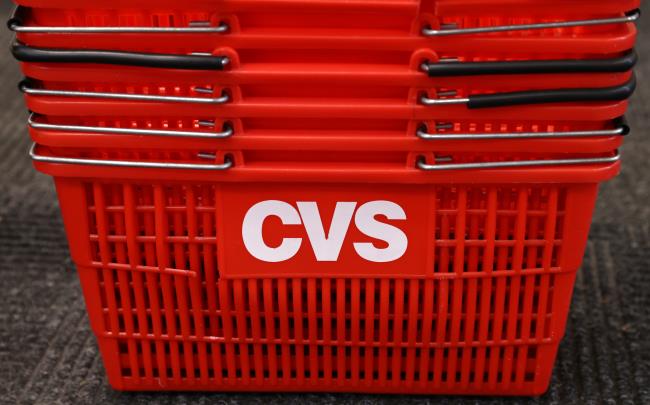 Shopping baskets are seen in a CVS pharmacy store in Manhattan, New York, U.S., November 15, 2021. REUTERS/Andrew Kelly