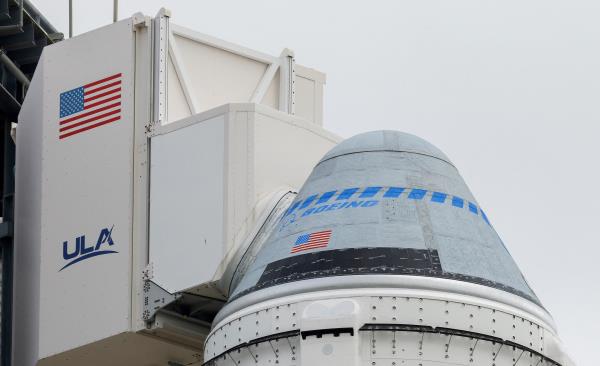 The Atlas V rocket carrying Boeing's CST-100 Starliner capsule is seen in Cape Canaveral
