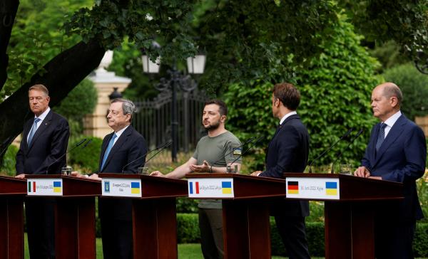 French President Macron, German Chancellor Scholz, Italian PM Draghi and Romanian President Iohannis visit Kyiv