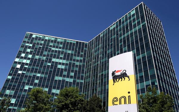 Eni's logo is seen in front of its headquarters in San Do<em></em>nato Milanese