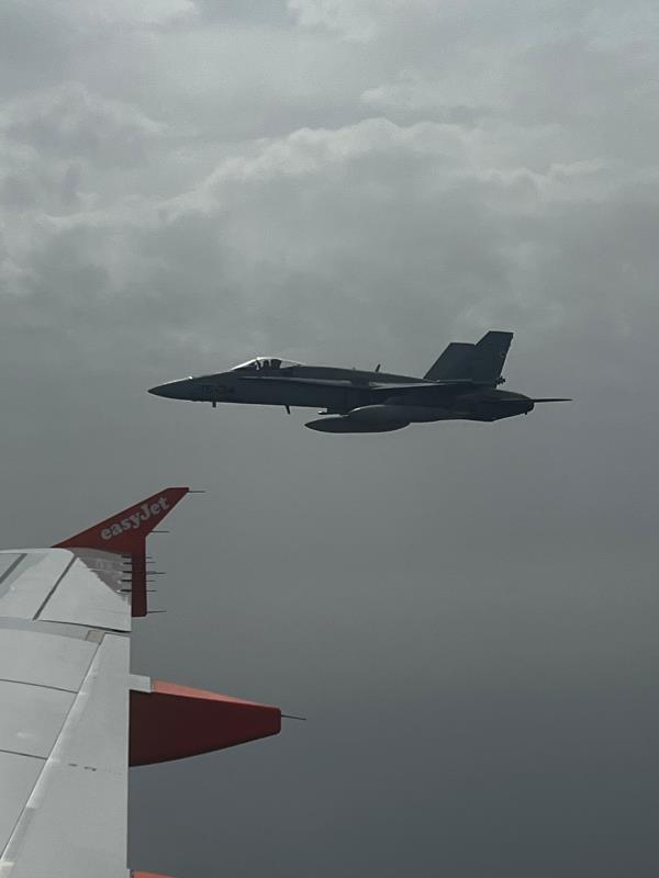 Spanish F-18 jet fighter escorts Easyjet plane after teen bomb hoax