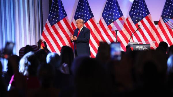 Videos Show 'Jaw Dropping' Crowd Ahead of-South-Carolina-rally. Above, Republican presidential candidate former U.S. President Do<em></em>nald Trump claps after speaking at the Moms for Liberty Joyful Warriors natio<em></em>nal summit at the Philadelphia Marriott Downtown on June 30, 2023 in Philadelphia, Pennsylvania.