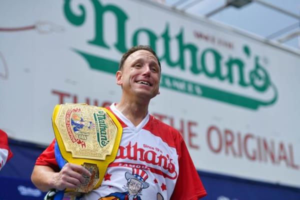 Joey Chestnut is now a 16-time champio<em></em>nship winner of the Nathan's Famous Hot Dog Eating Co<em></em>ntest putting him far and beyond some of sport's most legendary figures