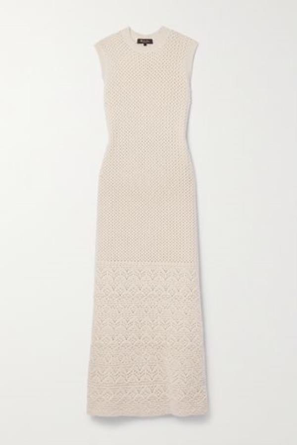 Engadin Pointelle-Knit Cashmere Maxi Dress
