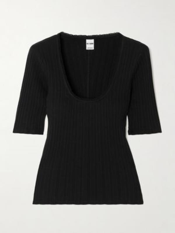Pointelle-Knit Cotton-Jersey Top