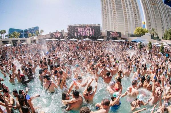 There's a lot of mysteriously grim substances among busy Las Vegas poolgoers