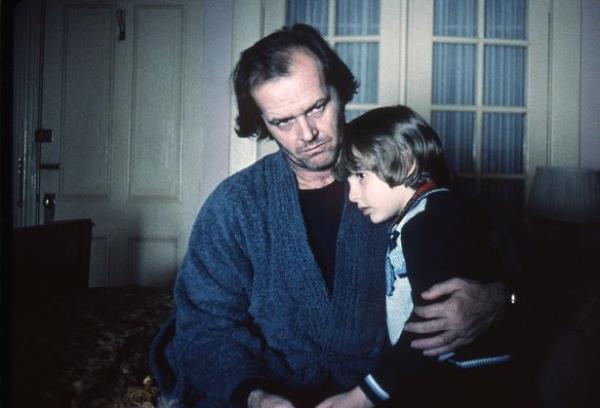 American actors Jack Nicholson and Danny Lloyd on the set of The Shining