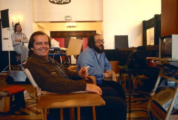Jack Nicholson and director and producer Stanley Kubrick on the set of Kubrick's film, The Shining