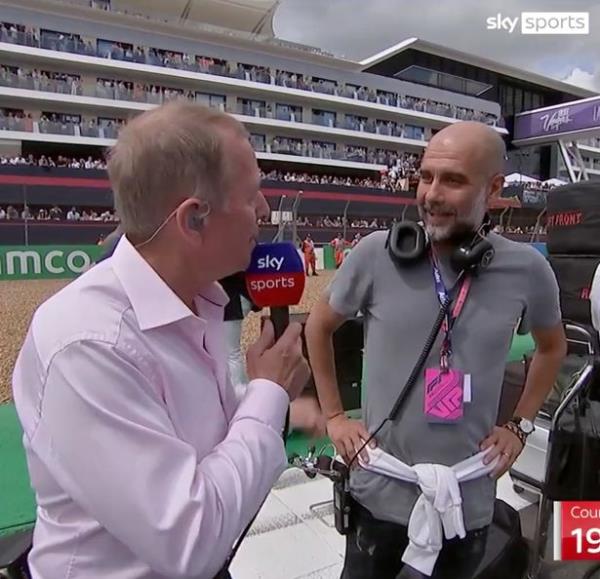 Brundle interviews Guardiola before the British Grand Prix
