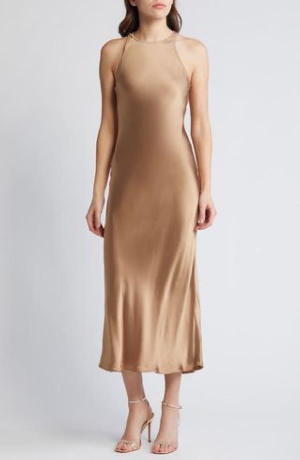 Sleeveless Satin Midi Dress