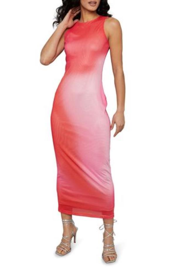 Blur Sleeveless Mesh Maxi Dress