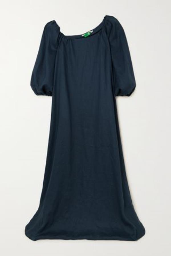 Nathalie One-Shoulder Linen Dress