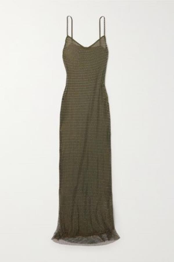Crystal-Embellished Fishnet Gown