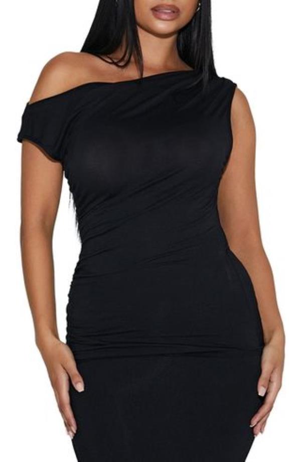 Basic Drape One-Shoulder Top