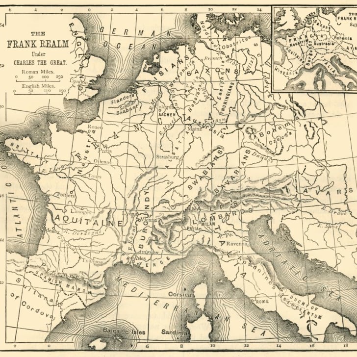 Map Of The Kingdom Of The Franks Under Charlemagne