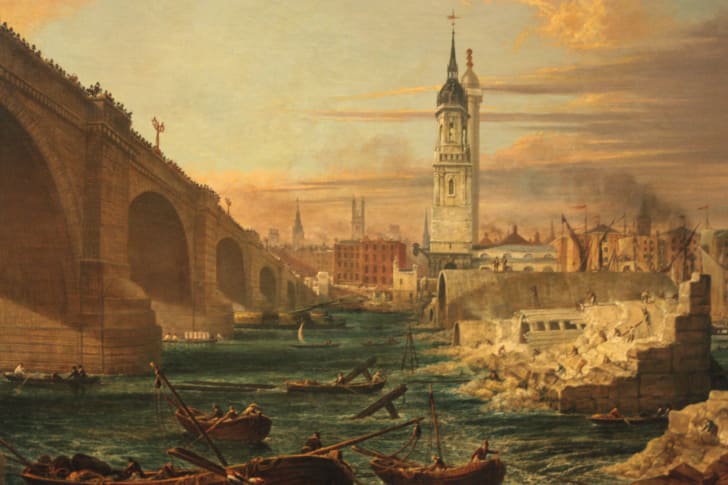 Painting of the Demolition of Old Lo<em></em>ndon Bridge