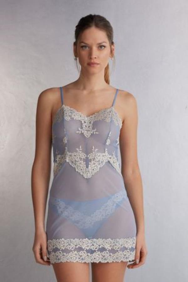 Intimissimi short sheer slip dress with lace detail
