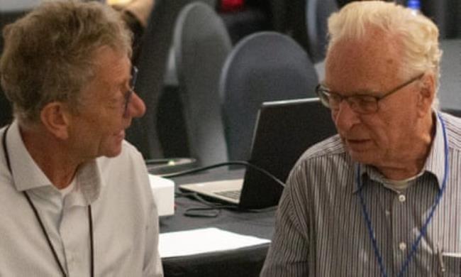 Frans van der Hoff, right, with Nico Roozen of the Solidaridad organisation in the Netherlands