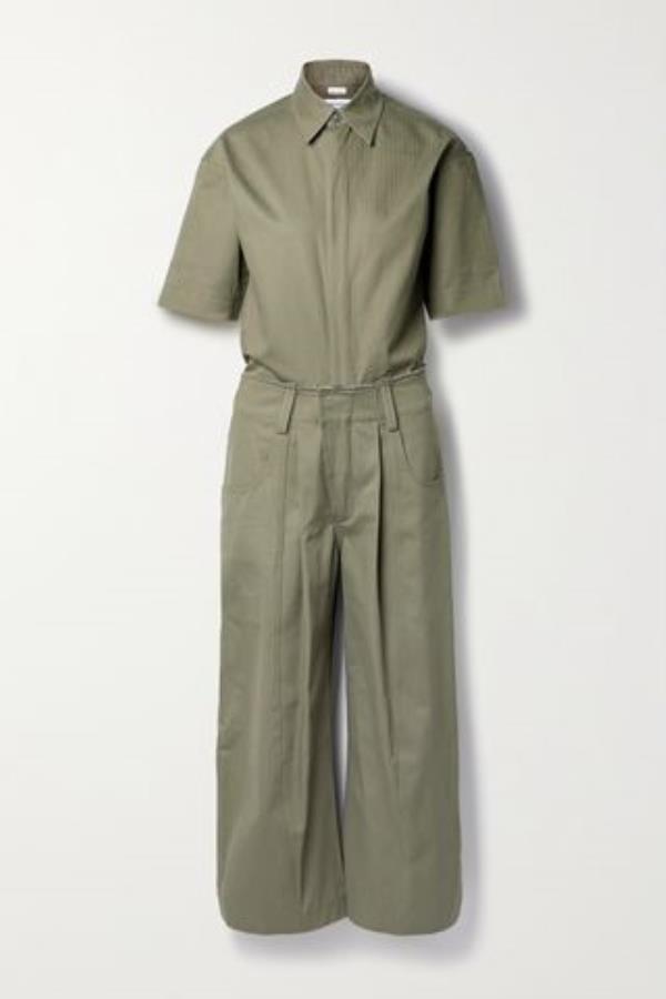 + Net Sustain New Yorker Distressed Herringbone Cotton-Canvas Jumpsuit