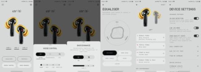 The Nothing X app showing various settings for the Ear (a) earbuds.