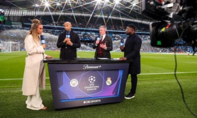 (Left to right): Kate Abdo, Thierry Henry, Jamie Carragher and Micah Richards during their CBS Champions League show from the Etihad Stadium on Wednesday.