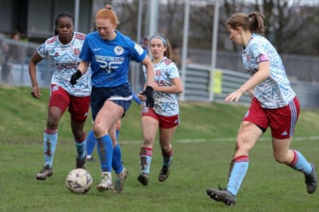 Lucy Sowerby of Halifax on the ball against Hashtag United during the Natio<em></em>nal League Cup semi-final at the Clayborn Ground in Liversedge.