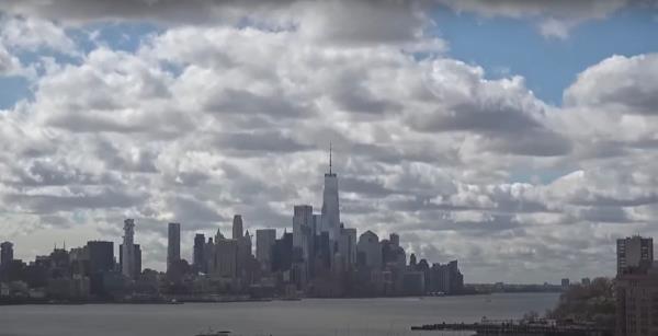 Live camera footage showing city skyline in New Jersey experiencing a 4.8-magnitude earthquake, the stro<em></em>ngest since 1884