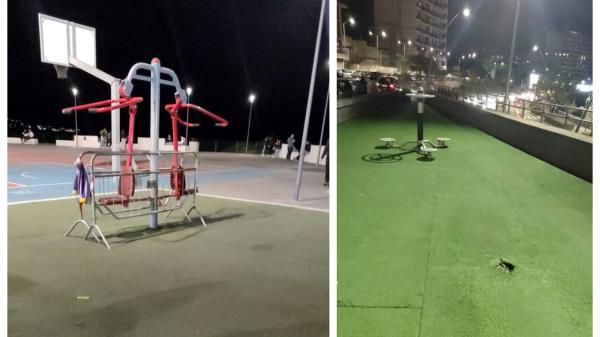 Seafront, some equipment in the new fitness areas damaged and removed