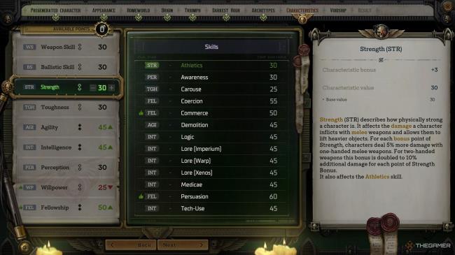 Warhammer 40000 Rogue Trader - Starting Characteristics of Noble