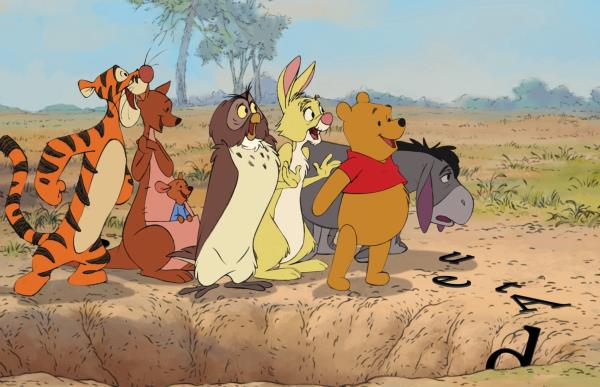 Winnie the Pooh film l<em></em>ink featuring cartoon characters Tigger, Kanga, Roo, Owl, Rabbit, Winnie the Pooh, and Eeyore.