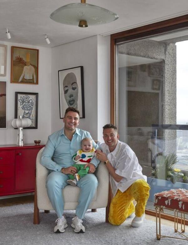 Bryan and James with their son Cosmo. Picture: James McDonald