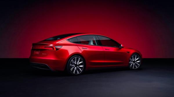 The new 2024 Tesla Model 3, rear view