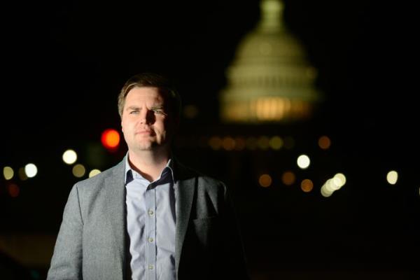 JD Vance poses in front of the U.S. Capitol in January 2017, right as the attention on 
